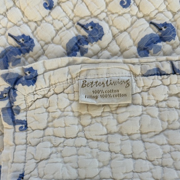 Blue Seahorse Baby Quilt - Picture 3 of 3